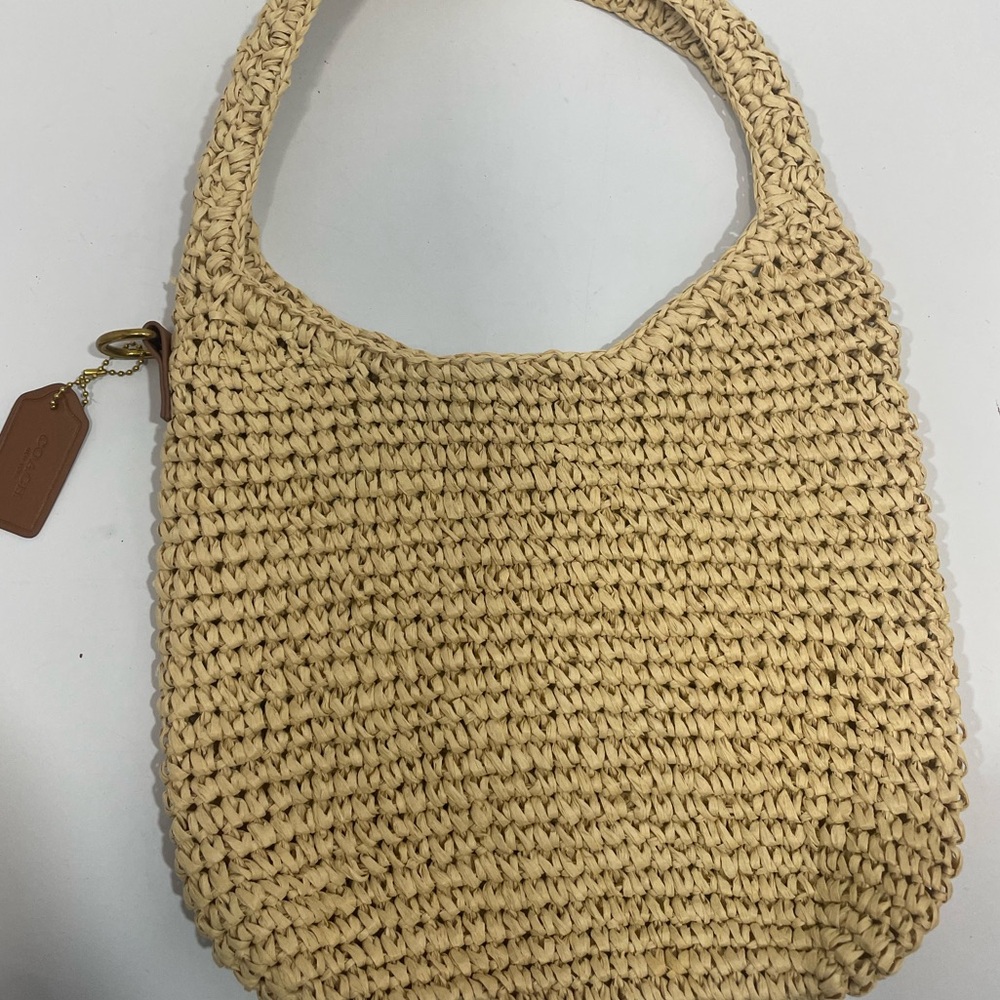Coach Natural Straw Crochet Tote Bag - Picture 2 of 3